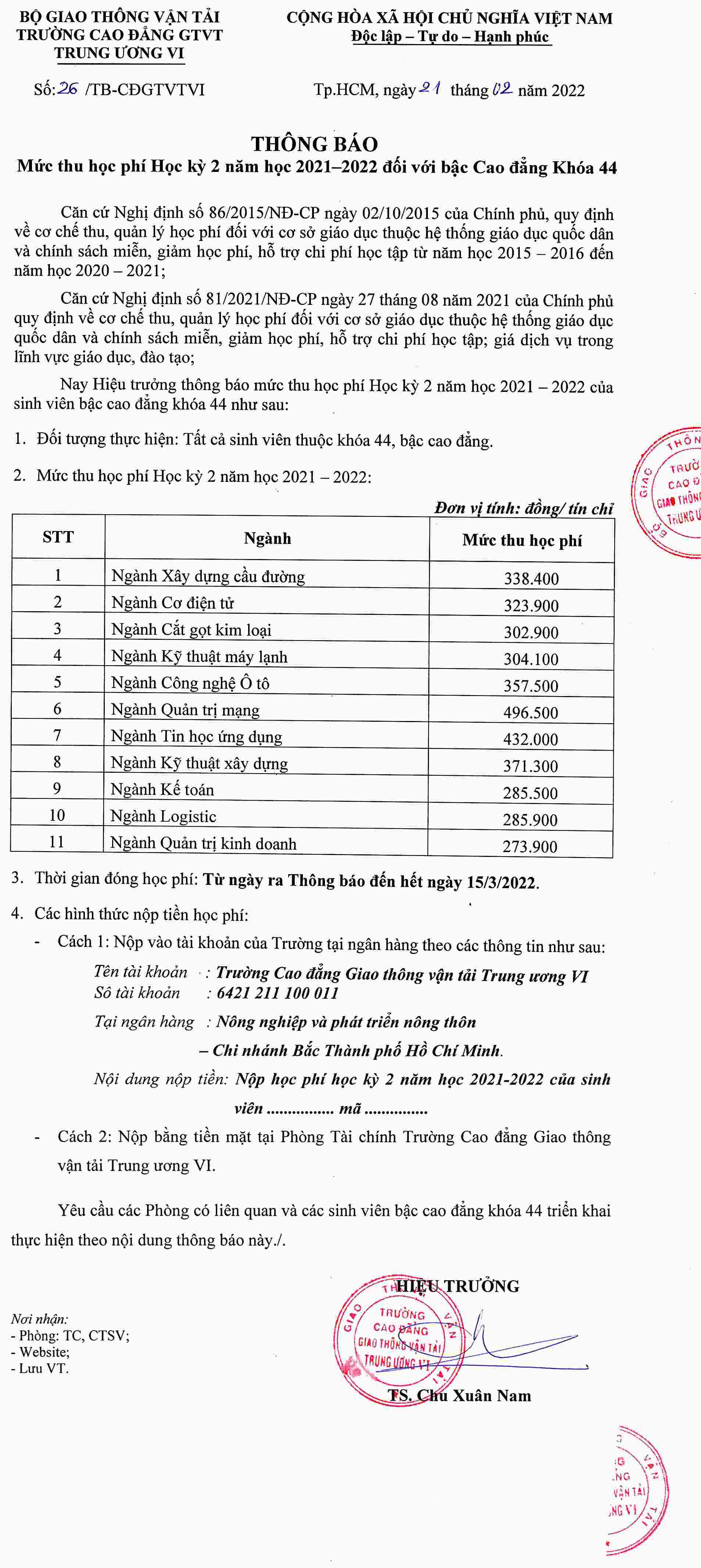 Cao đẳng Giao Thông Vận Tải Trung ương 6 Cao đẳng Giao Thông Vận Tải Trung ương 6
